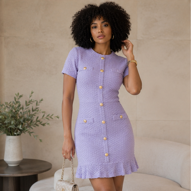 Charlotte Luxe Button Dress 🌺✨🤍