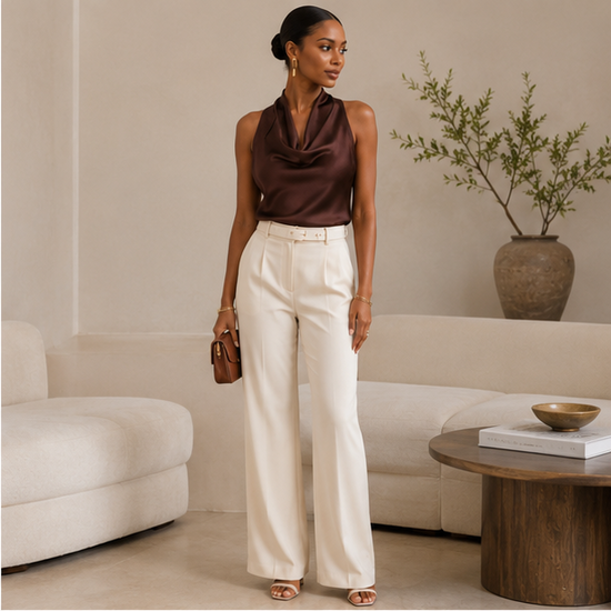 Aura Flowing Top & Structured Shorts Set