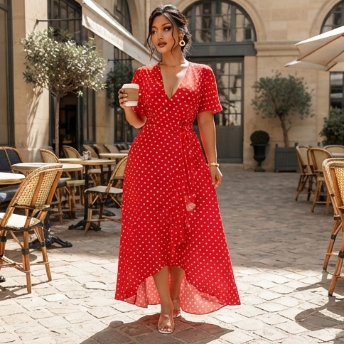 Elegant Polka Dot Maxi Dress