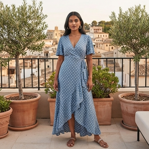 Elegant Polka Dot Maxi Dress