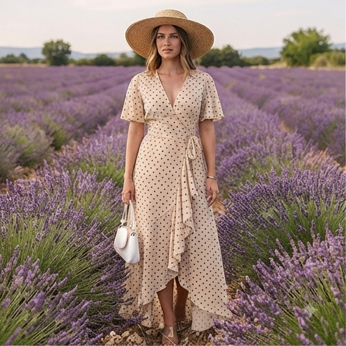 Elegant Polka Dot Maxi Dress