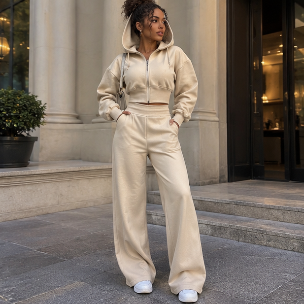Hooded Wide-Leg Set