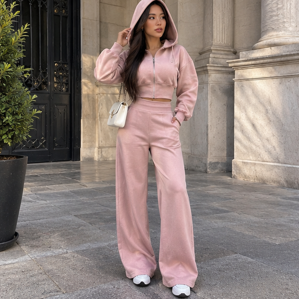 Hooded Wide-Leg Set
