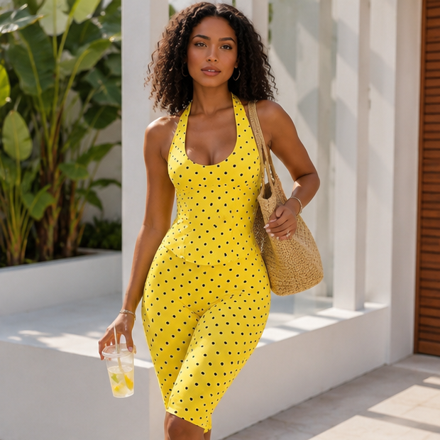 💛 ✨ Bella Polka Dot Halter Jumpsuit ✨