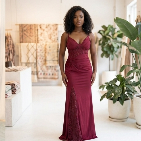 The Elena Lace-Corset Draped Maxi Dress 👗 🌺🤍